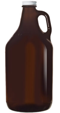 64 oz. Amber Growlers with white lids
