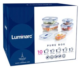 10 PC PURE BOX ACTIVE SET - (1 of each w/ lid: Rect. 1.6 cups, 3.4 cups & 5.1 cups and Square 1.6 cups & 3.2 cups)