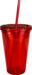 Long Island Double Wall Tumbler with straw, Red